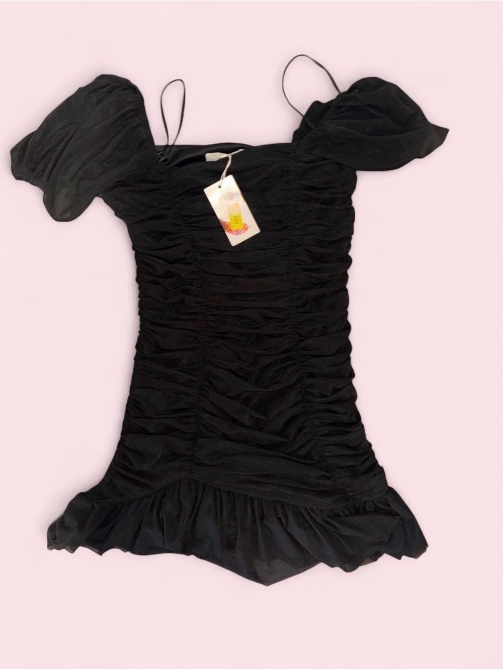 NWT Chelsea & Violet Black Ruched Mini/Bodycon Dress